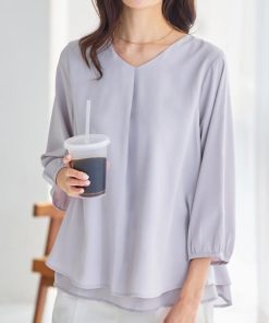 alotta シフォンレイヤードタックブラウス