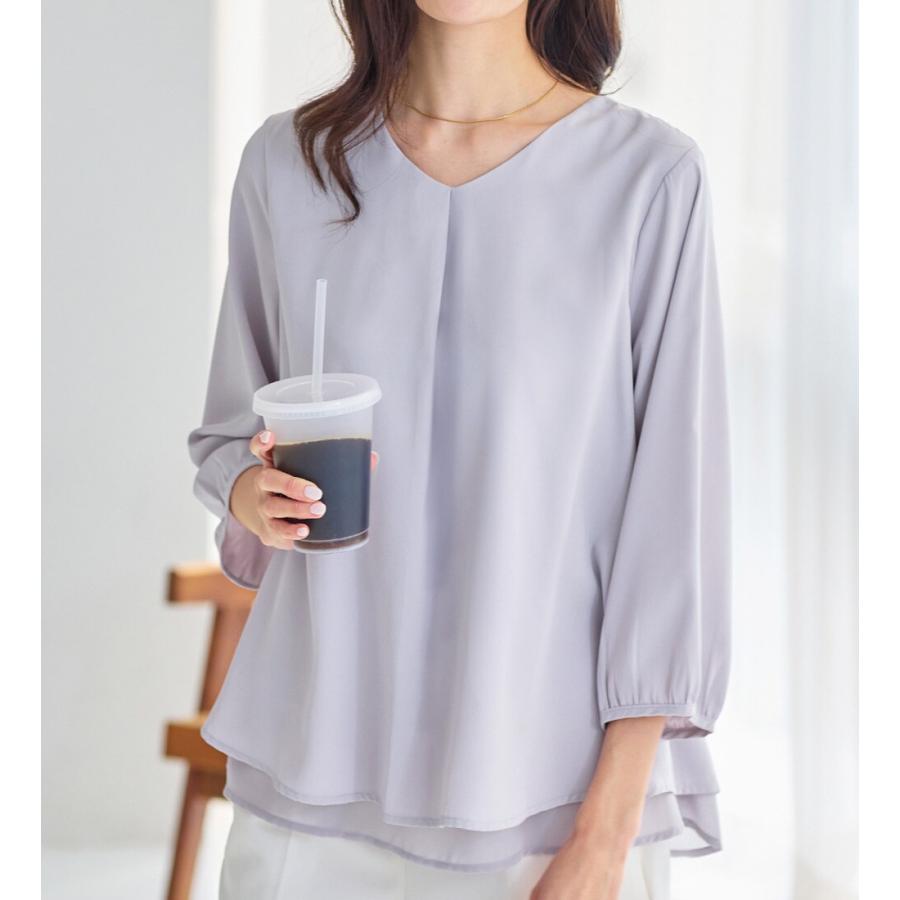 alotta シフォンレイヤードタックブラウス