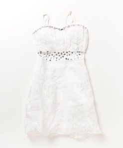 STYLEBLOCK ドレス 純白フロッキープリントオーガンジーパーティードレス