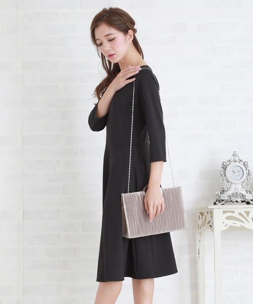 Lace Ladies ドレス 七分袖シンプルAラインワンピース・ドレス - 画像 (5)