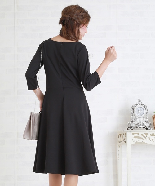 Lace Ladies ドレス 七分袖シンプルAラインワンピース・ドレス - 画像 (6)