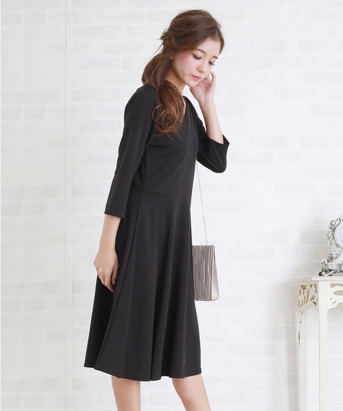 Lace Ladies ドレス 七分袖シンプルAラインワンピース・ドレス - 画像 (8)