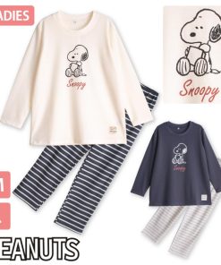 スウェット パジャマ スヌーピー snoopy PEANUTS ボーダー 長袖 春 秋 フレンチテリー 裏毛 セットアップ