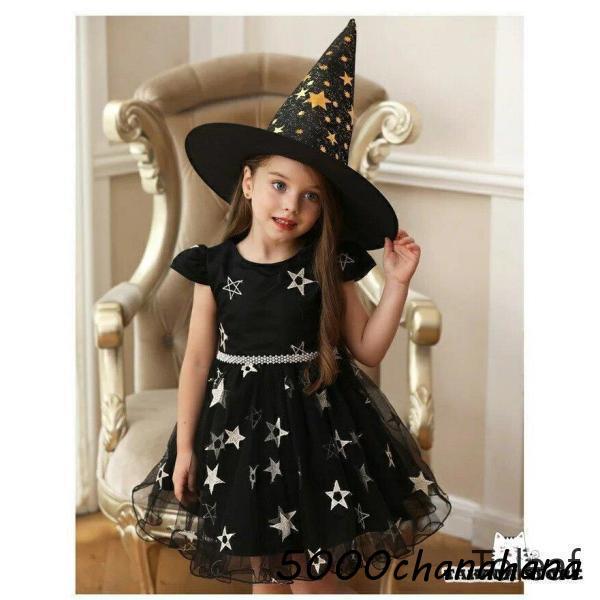 衣装 子供 キッズドレス 巫女 女の子 星柄 チュール の 2点セット 帽子付き コスチューム衣装 子供服 万聖節 コスチューム イベント - 画像 (5)