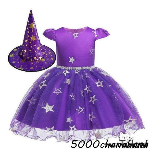 衣装 子供 キッズドレス 巫女 女の子 星柄 チュール の 2点セット 帽子付き コスチューム衣装 子供服 万聖節 コスチューム イベント - 画像 (8)