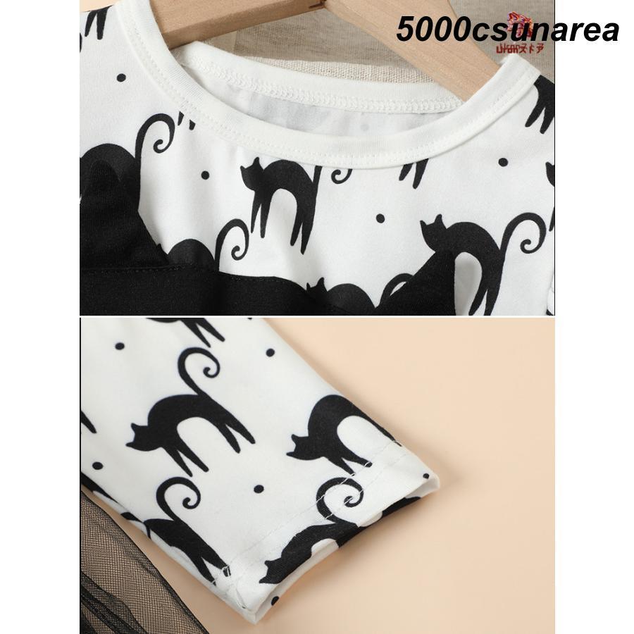 ハロウィン 衣装 子供 FCZY チュール ワンピース 仮装 女の子 子ども服 黒猫 キッズ ベビー かぼちゃ 長袖 コスチューム かわいい 赤ちゃん おしゃれ 魔女 - 画像 (5)