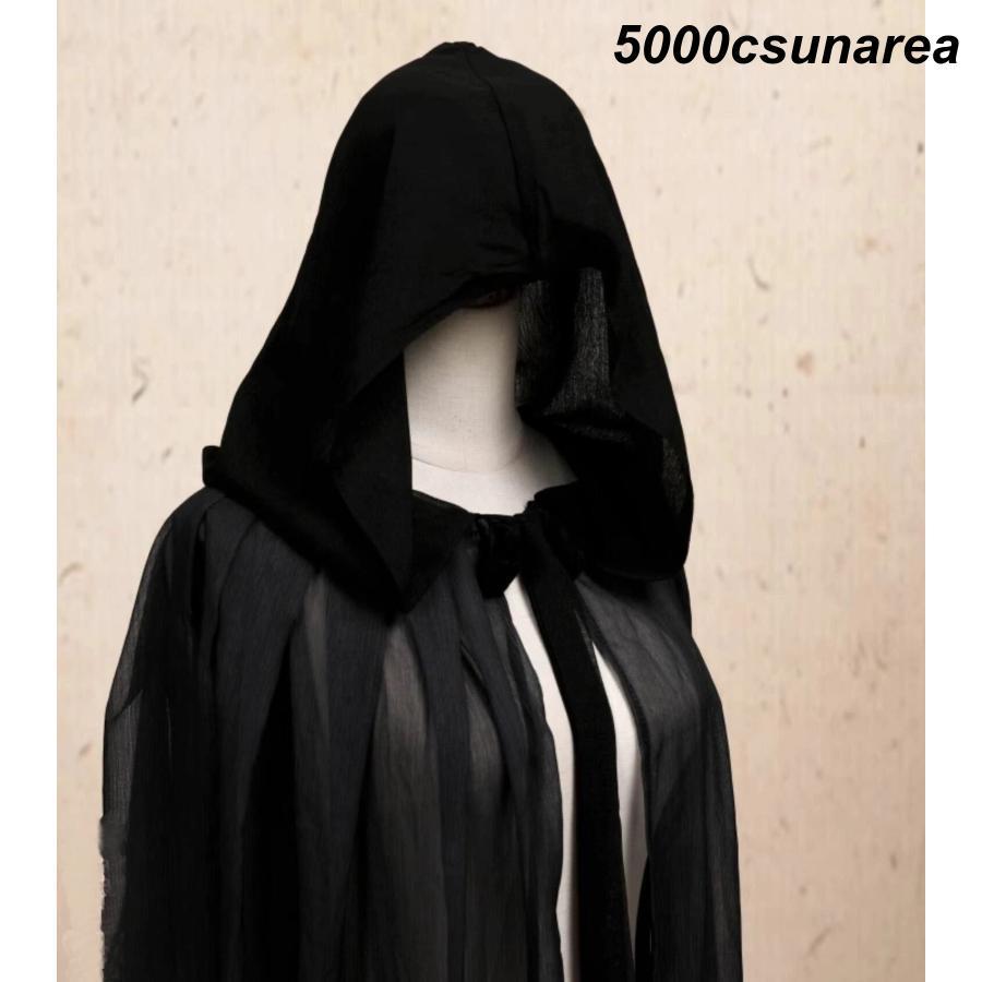 ハロウィン FCZY衣装 大人 中華 暗黒 グラデーション ミモレ丈 ミドル丈 マント 120cm 漢服 チャイナ服 中華衣装 タンチョウ 鶴 プリント - 画像 (5)