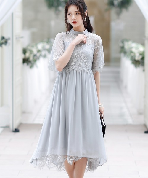 PourVous ドレス ロング&七分袖フォーマルスカラップフィッシュテール大きいサイズ結婚式ワンピースドレスオケージョンドレスお呼ばれ 二次会 成人式 同窓会 謝恩会 - 画像 (6)