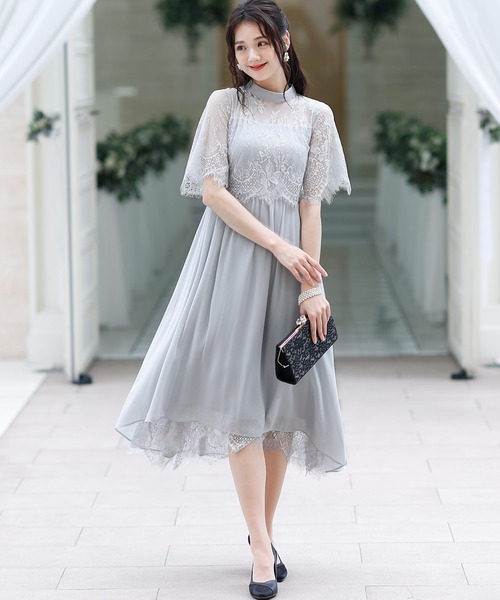 PourVous ドレス ロング&七分袖フォーマルスカラップフィッシュテール大きいサイズ結婚式ワンピースドレスオケージョンドレスお呼ばれ 二次会 成人式 同窓会 謝恩会 - 画像 (9)