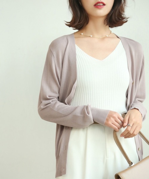 SAISON DE PAPILLON カーディガン サマーニットVネック冷房対策カーディガン レディース