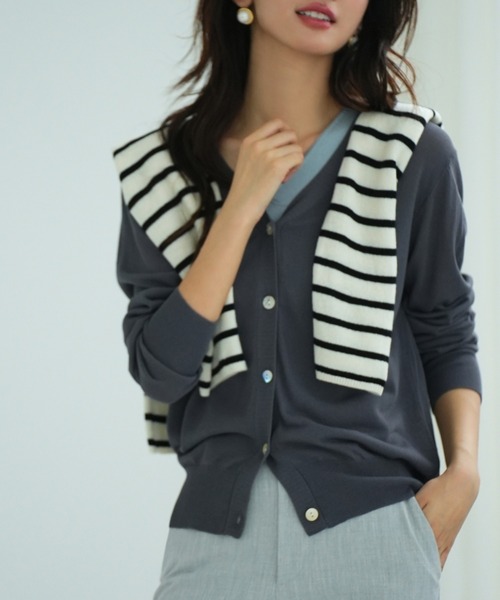 SAISON DE PAPILLON カーディガン サマーニットVネック冷房対策カーディガン レディース - 画像 (4)