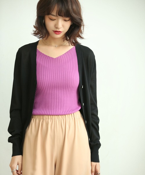 SAISON DE PAPILLON カーディガン サマーニットVネック冷房対策カーディガン レディース - 画像 (3)