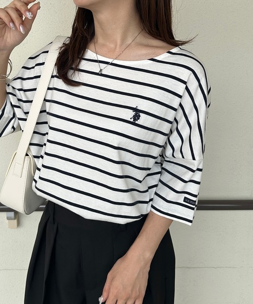 U.S. POLO ASSN. tシャツ 「U.S.POLO ASSN./ユーエスポロアッスン」綿100%ワンポイント5分袖Tシャツ レディース - 画像 (3)