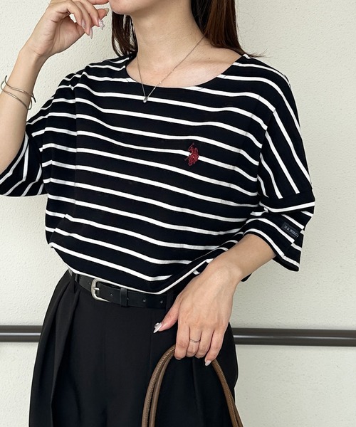 U.S. POLO ASSN. tシャツ 「U.S.POLO ASSN./ユーエスポロアッスン」綿100%ワンポイント5分袖Tシャツ レディース - 画像 (4)