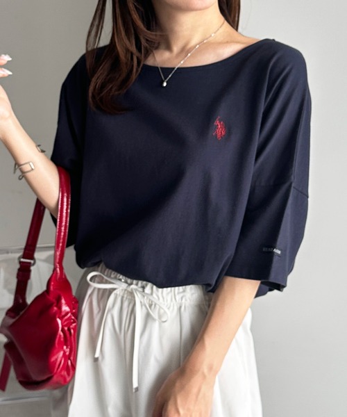 U.S. POLO ASSN. tシャツ 「U.S.POLO ASSN./ユーエスポロアッスン」綿100%ワンポイント5分袖Tシャツ レディース - 画像 (7)