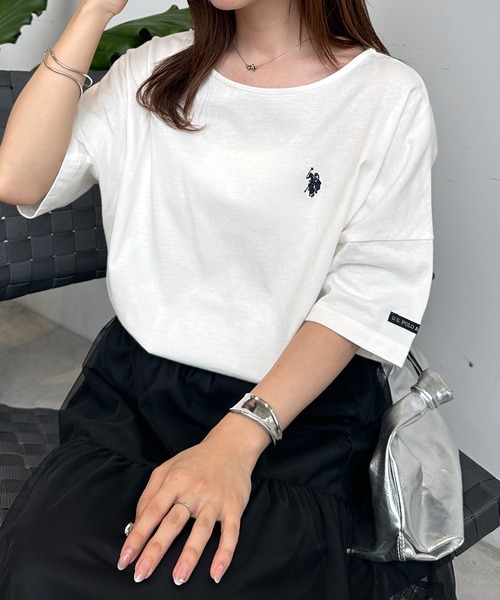 U.S. POLO ASSN. tシャツ 「U.S.POLO ASSN./ユーエスポロアッスン」綿100%ワンポイント5分袖Tシャツ レディース - 画像 (2)