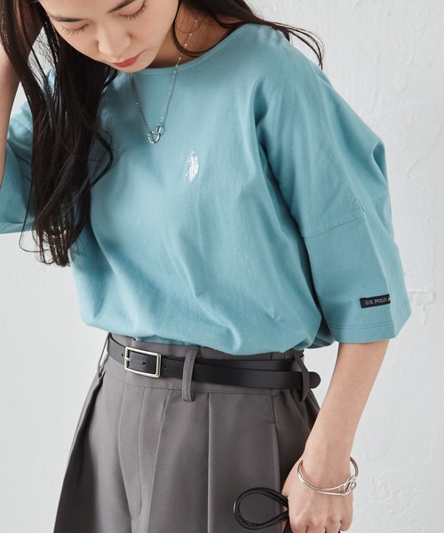 U.S. POLO ASSN. tシャツ 「U.S.POLO ASSN./ユーエスポロアッスン」綿100%ワンポイント5分袖Tシャツ レディース - 画像 (6)