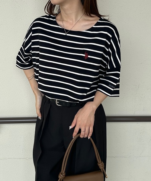 U.S. POLO ASSN. tシャツ 「U.S.POLO ASSN./ユーエスポロアッスン」綿100%ワンポイント5分袖Tシャツ レディース - 画像 (8)