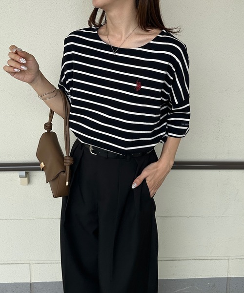 U.S. POLO ASSN. tシャツ 「U.S.POLO ASSN./ユーエスポロアッスン」綿100%ワンポイント5分袖Tシャツ レディース - 画像 (9)