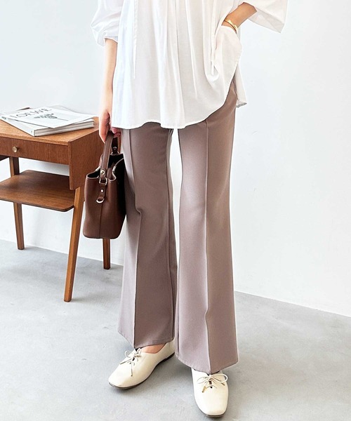 GeeRA パンツ 楽ちんストレッチ美ラインフレアーパンツ レディース - 画像 (2)