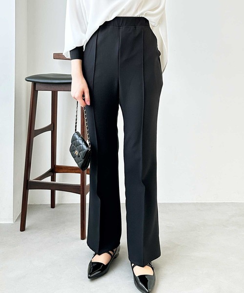 GeeRA パンツ 楽ちんストレッチ美ラインフレアーパンツ レディース - 画像 (4)