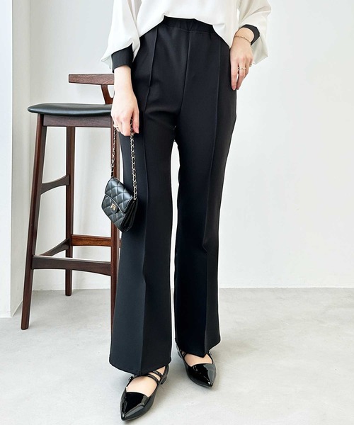 GeeRA パンツ 楽ちんストレッチ美ラインフレアーパンツ レディース - 画像 (5)