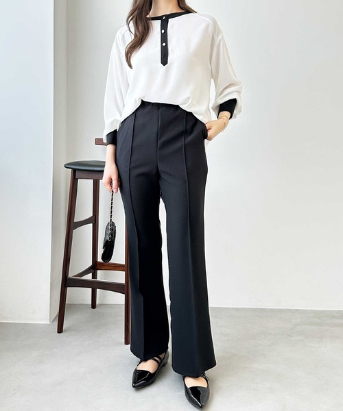 GeeRA パンツ 楽ちんストレッチ美ラインフレアーパンツ レディース - 画像 (6)