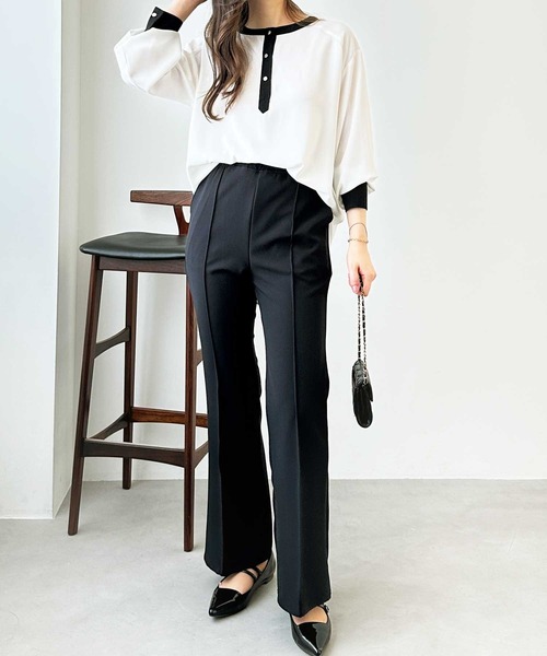 GeeRA パンツ 楽ちんストレッチ美ラインフレアーパンツ レディース - 画像 (8)