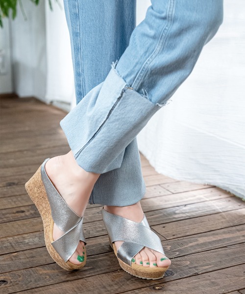 Balancoire サンダル ふかふかクッションインソールのワイドクロスバンドウエッジサンダル レディース - 画像 (7)