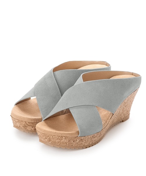 Balancoire サンダル ふかふかクッションインソールのワイドクロスバンドウエッジサンダル レディース - 画像 (3)