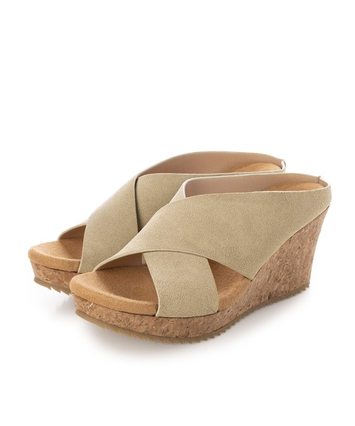 Balancoire サンダル ふかふかクッションインソールのワイドクロスバンドウエッジサンダル レディース - 画像 (9)