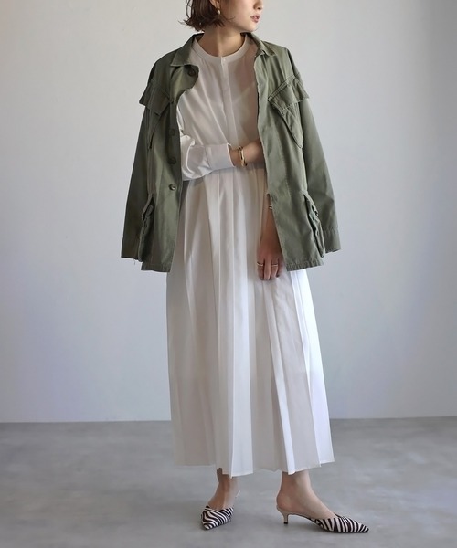 Bonjour Sagan ワンピース プリーツ切替バンドカラーワンピース - 画像 (6)