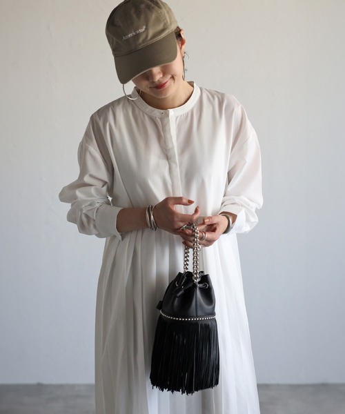 Bonjour Sagan ワンピース プリーツ切替バンドカラーワンピース - 画像 (7)