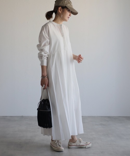 Bonjour Sagan ワンピース プリーツ切替バンドカラーワンピース - 画像 (8)