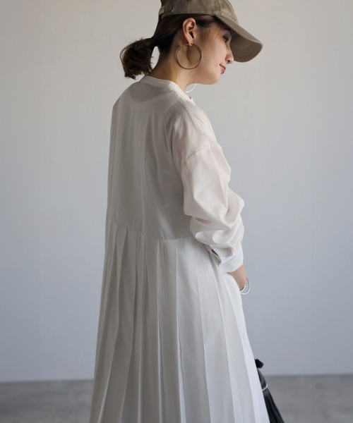 Bonjour Sagan ワンピース プリーツ切替バンドカラーワンピース - 画像 (9)