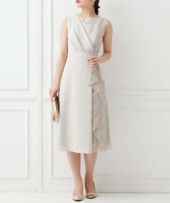 AIMER ドレス レースアシンメトリーフィット＆フレアーパーティードレス　結婚式　お呼ばれ　ドレス　20代 30代 40代