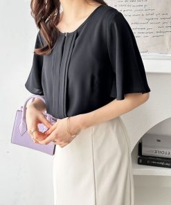 GeeRA ブラウス シャツ フロントタックフレアースリーブブラウス レディース