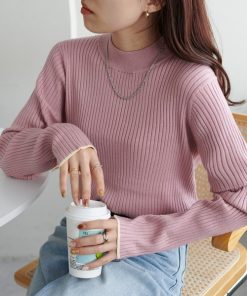 Discoat ニット セーター 「リバイバル/26色展開」モチモチリブパイピングハイネック「WEB限定」 レディース