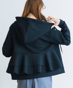 mili an deni パーカー バックフリル前開きジップパーカー レディース