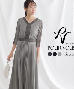 PourVous ワンピース フォーマルドレス 体型カバー 小さいサイズ 大きいサイズ 韓国 結婚式 20代 30代 40代 50代 小柄 ドレス お呼ばれ パーティードレス フォーマル 上品