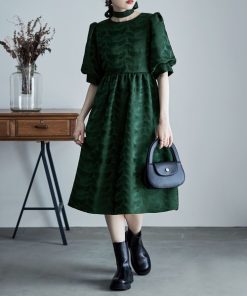 etoll. ドレス ジャガードパフスリーブドレス