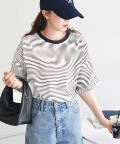 Discoat tシャツ 「WEB限定」ボーダービッグ半袖Tシャツ レディース