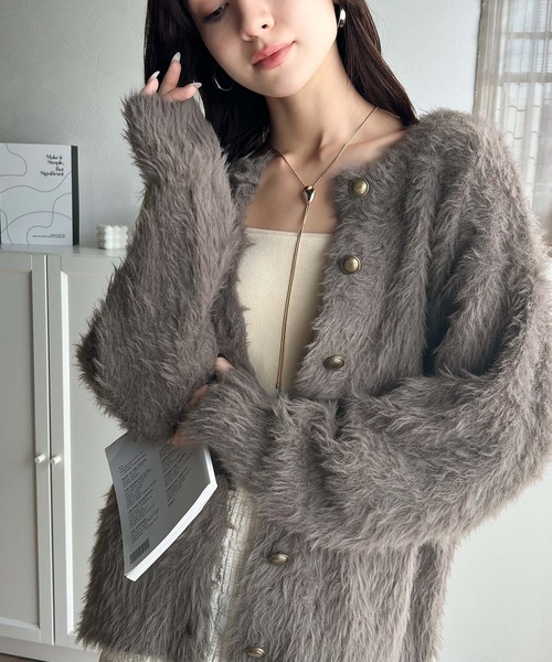 classicalelf カーディガン 表情豊かな上品 ニット。 2way シャギー ニット カーデ レディース - 画像 (5)