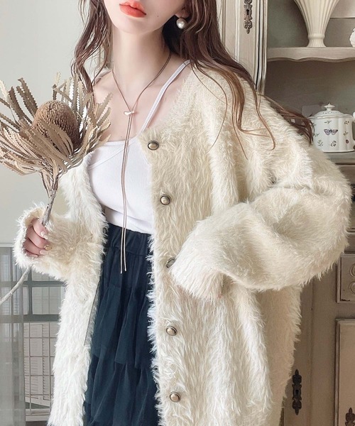 classicalelf カーディガン 表情豊かな上品 ニット。 2way シャギー ニット カーデ レディース - 画像 (2)