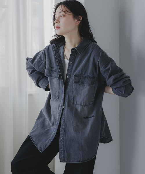 210nouve ブラウス シャツ 「秋の新色追加!」デニム オーバーサイズ ジャケット レディース - 画像 (5)