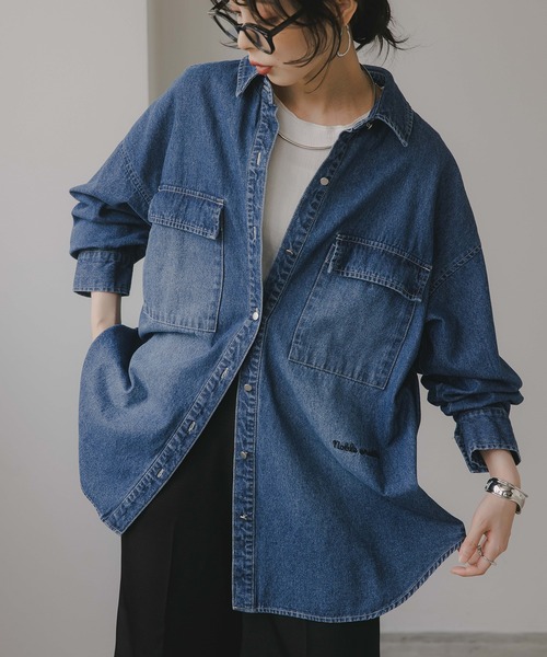 210nouve ブラウス シャツ 「秋の新色追加!」デニム オーバーサイズ ジャケット レディース - 画像 (6)