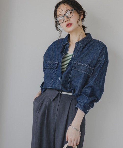 210nouve ブラウス シャツ 「秋の新色追加!」デニム オーバーサイズ ジャケット レディース - 画像 (4)