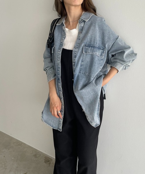 210nouve ブラウス シャツ 「秋の新色追加!」デニム オーバーサイズ ジャケット レディース - 画像 (3)