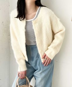 GeeRA カーディガン 前後2wayクルーネックシャギーショートカーディガン レディース