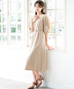 MISCH MASCH ドレス ベルト付きパフスリーブワンピース「結婚式/オケージョン/パーティー/S・M・TALLサイズ」/MO33O04